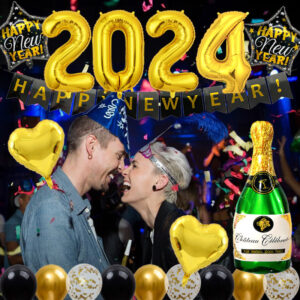 2024 New Year Party Balloon Set Wine Bottle Flag 32-inch Digital Balloon Combination Decorative Set